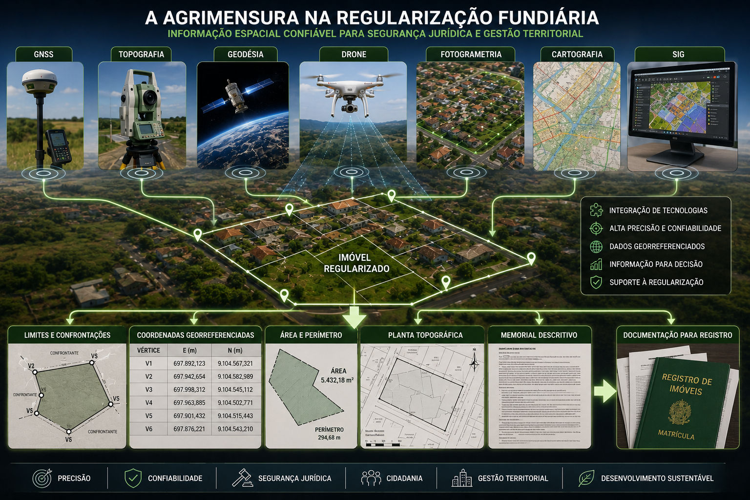 Tecnologias de agrimensura aplicadas à regularização fundiária, do levantamento em campo às peças técnicas e ao registro