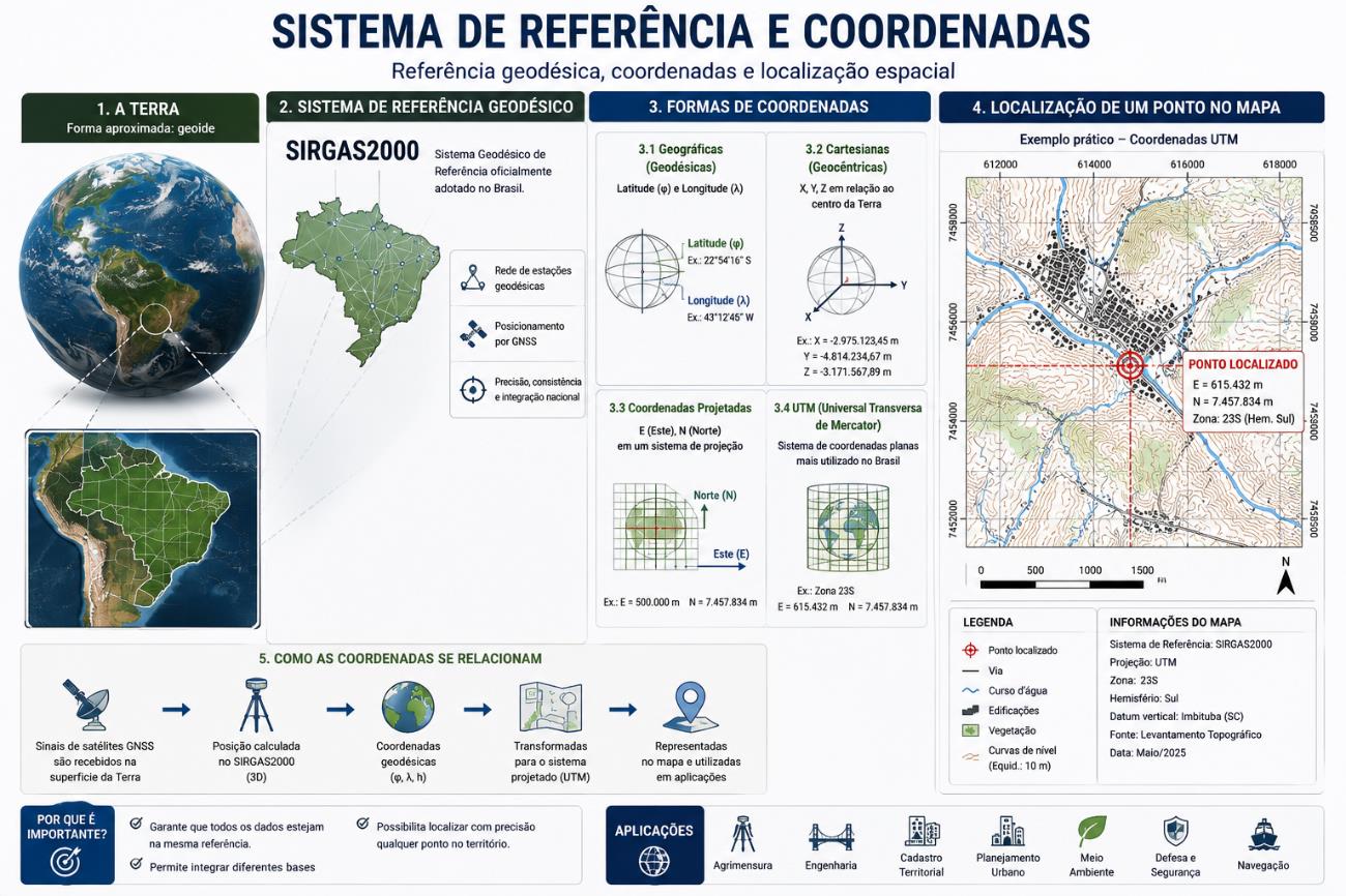 SIRGAS2000, coordenadas geográficas e planas e a localização espacial