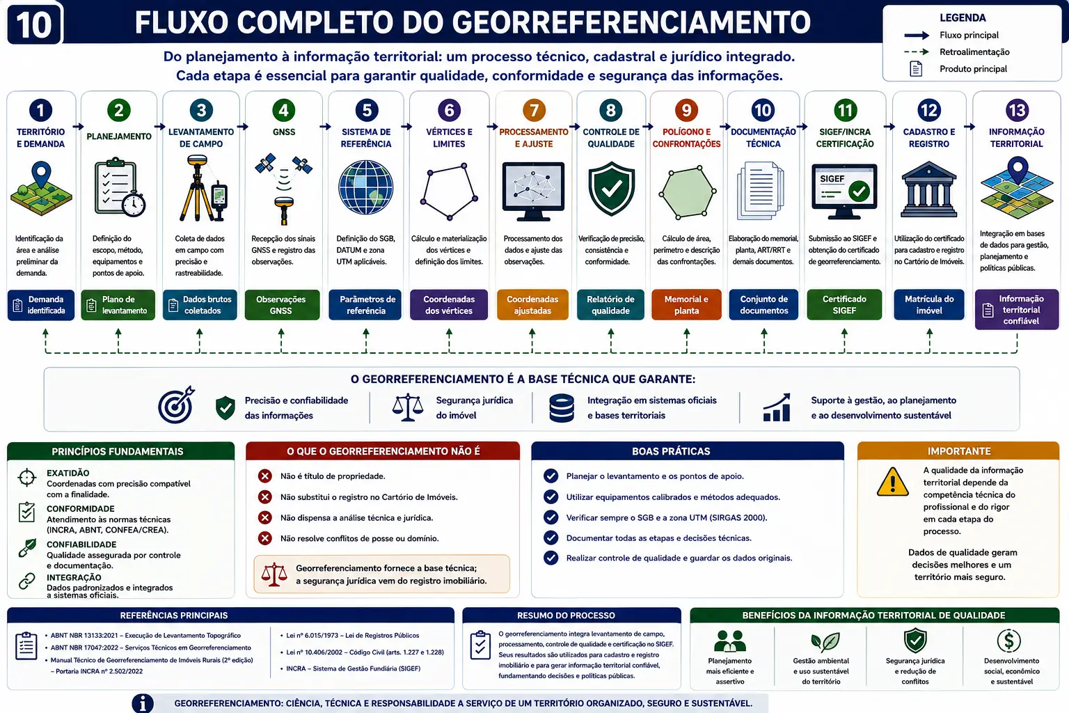 Fluxo completo do georreferenciamento, do território e do planejamento à informação territorial confiável