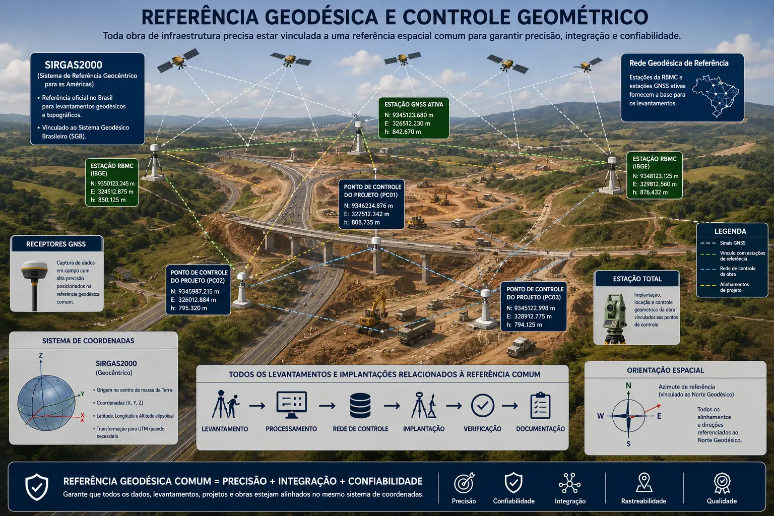 Referência geodésica e controle geométrico de uma obra de infraestrutura vinculados ao SIRGAS2000.